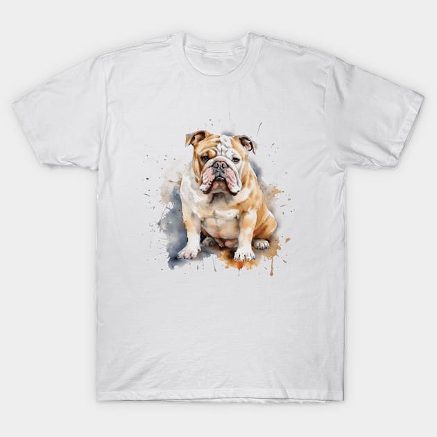 Bulldog Watercolor Style T-Shirt by Gadsengarland.Art